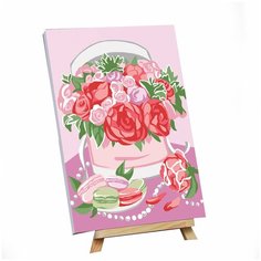 Картина по номерам на холсте с подрамником "Букет в шляпной коробке" 20*30 см 4883329 Школа талантов