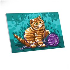 Картина по номерам на холсте с подрамником "Котенок с клубком" 20*30 см 4971873 Школа талантов