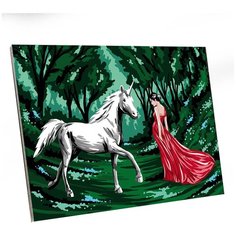 Картина по номерам на холсте с подрамником "Девушка с единорогом" 30*40 см 5005768 Школа талантов