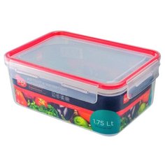 Контейнер пластиковый BORA прямоугольный с крышкой на защелках 1.75 л