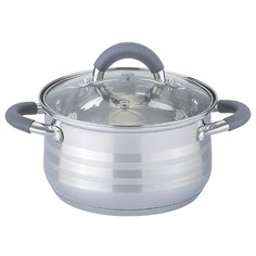 Кастрюля Agness со стекл. крышкой, силикон. ручки 4.8 л, 22х13.5 см, нерж.сталь, индукцион. дно (937-138)