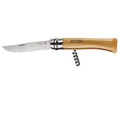 Нож Opinel №10, нержавеющая сталь, бук, со штопором, 001410