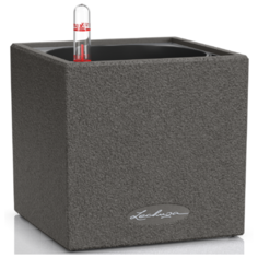 Кашпо настольное LECHUZA Лечуза CANTO Stone 14, с автополивом, Ш14 Х В13,5 Х Д14 см., графитовое