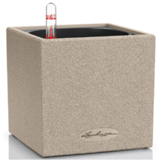 Кашпо настольное LECHUZA Лечуза CANTO Stone 14, с автополивом, Ш14 Х В13,5 Х Д14 см., светло-бежевое