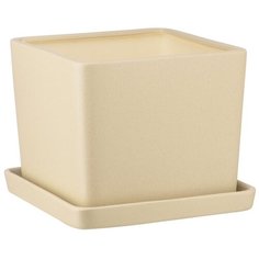 Керамический горшок Квадро с подставкой, 2л., бежевый Вещицы