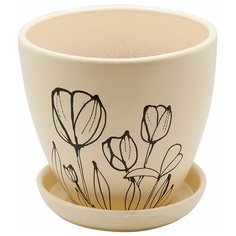 Керамический горшок с подставкой, 1,4л., Д145 Ш145 В130, беж Engard