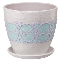 Керамический горшок "Узоры" 1,4л., Д145 Ш145 В130, мятный Engard
