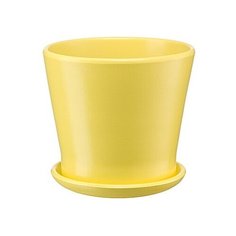 Керамический горшок "Флора" с подставкой, 1,0л., Д145 Ш145 В130, желтый Engard