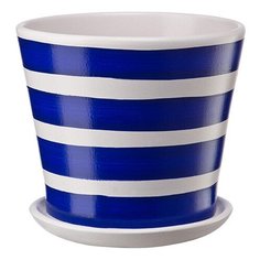 Керамический горшок "Полосочки" 1л., Д143 Ш143 В128, синий Engard