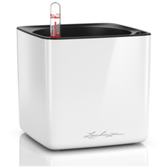 Кашпо Cube Glossy 14, белое, блестящее, с системой автополива Lechuza