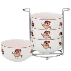 Набор салатников Lefard Совушки на металлической подставке 11 см (359-705)