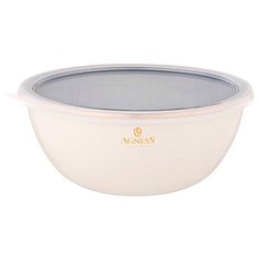 Миска Agness эмалированная 1,7 л/20х9 см с пластиковой крышкой, Серия Тюдор (950-316)