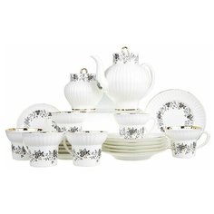 Сервиз чайный ф. Волна рис. Тонкие веточки (20 предметов) Императорский фарфоровый завод