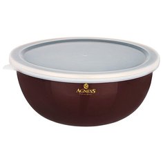 Миска Agness эмалированная 1,7 л/20х9 см с пластиковой крышкой, Серия Тюдор (950-331)