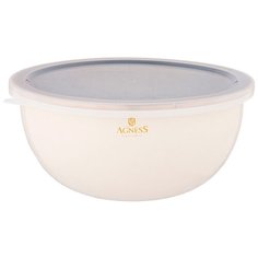 Миска Agness эмалированная 2,8 л/24х10,5 см с пластиковой крышкой, Серия Тюдор (950-317)