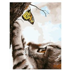 Картина по номерам Paintboy GX 21648 Котёнок и бабочка 40x50см