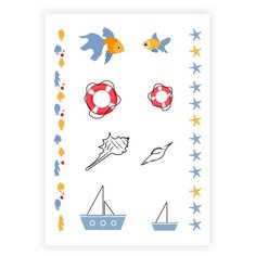 Переводные мини тату - Путешествие море/ временные тату/ временные татуировки Mimitoo