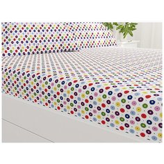 Простыня Сказка Конфетти перкаль 150х215 см белый/синий/красный