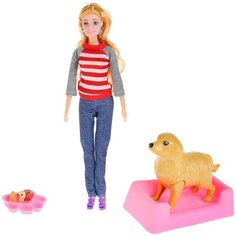 Кукла Карапуз София с собакой и щенками, 29 см, K108966-1-S-KT