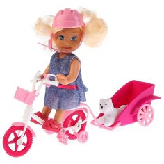 Кукла Карапуз Машенька с велосипедом и питомцем, 12 см, MARY016X-RU