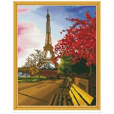 Алмазная мозаика с нанесенной рамкой Molly 40х50 см Самоцветы Эйфелева башня