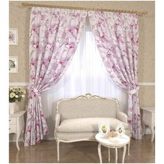 Комплект штор с подхватами 07808, 145*260 см, штора 2 шт, подхват 2 шт. Сирень
