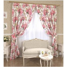 Комплект штор с подхватами 12615, 145*260 см, штора 2 шт, подхват 2 шт. Сирень
