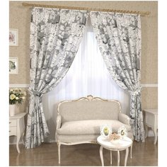 Комплект штор с подхватами 12968, 145*260 см, штора 2 шт, подхват 2 шт. Сирень