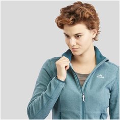 Толстовка флисовая для горных походов женская MH120, размер: L, цвет: Насыщенный Тёмно-Бирюзовый/Серо-Зелёный QUECHUA Х Декатлон Decathlon