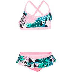 Купальник раздельный для девочек зеленый Riana skirt all mask, размер: 10, цвет: Бледный Неоновый Розовый NABAIJI Х Декатлон Decathlon