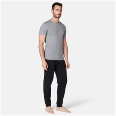 Брюки для джоггинга и фитнеса мужские из мольтона 100 черные, размер: XL / W37 L34, цвет: Черный NYAMBA Х Декатлон Decathlon