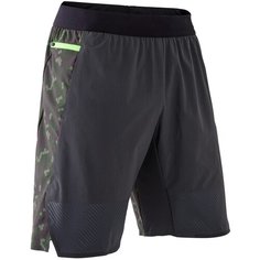 Шорты для кросс-тренинга мужские серо-зеленые, размер: 2XL RU56/58, цвет: Серый Хаки/Угольный Серый/Неоновый Лайм DOMYOS Х Декатлон Decathlon