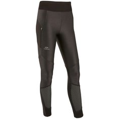 Тайтсы длинные для бега женские DRY+ FEEL черные, размер: M / W30 L31, цвет: Черный/Черный KALENJI Х Декатлон Decathlon