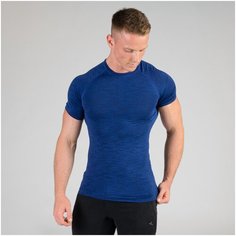 Футболка компрессионная для бодибилдинга синяя, размер: XXL, цвет: Ночной Индиго/Черный DOMYOS Х Декатлон Decathlon