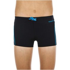 Плавки–боксеры для мальчиков 100 PLUS, размер: 7-8 лет (123-130 см), цвет: Черный/Интенсивный Лазурный NABAIJI Х Декатлон Decathlon