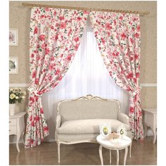 Комплект штор с подхватами 12507, 145*260 см, штора 2 шт, подхват 2 шт. Сирень