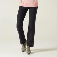 Брюки для джоггинга и фитнеса женские прямые 120 черные, размер: XS / W26 L30, цвет: Черный NYAMBA Х Декатлон Decathlon