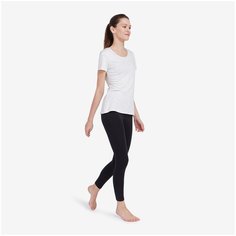 Легинсы 7/8 хлопок укороченные Fit+ для фитнеса женские 500 черные, размер: L / W33 L31, цвет: Черный NYAMBA Х Декатлон Decathlon