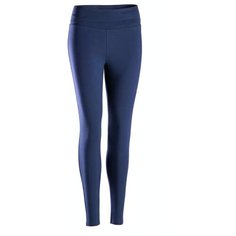 Легинсы для мягкой йоги женские из био-хлопка темно-синие, размер: M / W30 L31, цвет: Синий Графит/Синий Графит KIMJALY Х Декатлон Decathlon