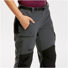 Прочные брюки для треккинга - TREK 500 темно-серые - женские v2, размер: EU44 RU50 (L31), цвет: Угольный Серый/Черный/Угольный Серый FORCLAZ Х Декатлон Decathlon