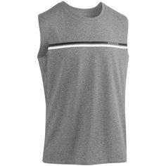 Майка для фитнеса хлопковая эластичная серая с рисунком, размер: XL., цвет: Серо-Голубой NYAMBA Х Декатлон Decathlon