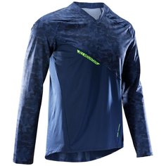 Футболка с длинными рукавами для горного велоспорта All Mountain, размер: XXL, цвет: Синий Графит/Китово-Серый/Лайм ROCKRIDER Х Декатлон Decathlon