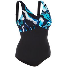 Купальник слитный для аквагимнастики женский черно-синий Romi Flo, размер: EU44 RU50, цвет: Синий NABAIJI Х Декатлон Decathlon