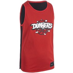 Майка баскетбольная двухсторонняя детская DUNKE T500R , размер: 14, цвет: Рубиновый/Черный TARMAK Х Декатлон Decathlon
