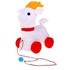 Каталка-игрушка ОГОНЁК Козлик белый/красный/оранжевый