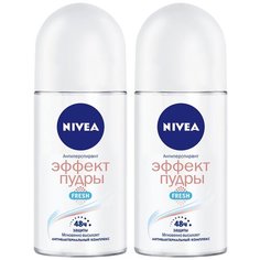 Nivea антиперспирант, ролик, Эффект пудры Fresh, 2 шт, 50 мл