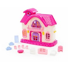 Полесье кукольный домик Сказка (с мебелью) 78261, бежевый/розовый