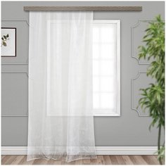 Тюль Witerra с резиновым рисунком Цветы на ленте 260х500 см белый