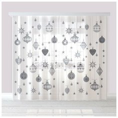 Тюль Этель Скандинавия на ленте 260 см белый/серый