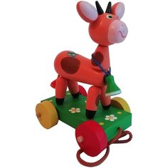 Каталка-игрушка КЛИМО Бычок (С32) оранжевый/зеленый